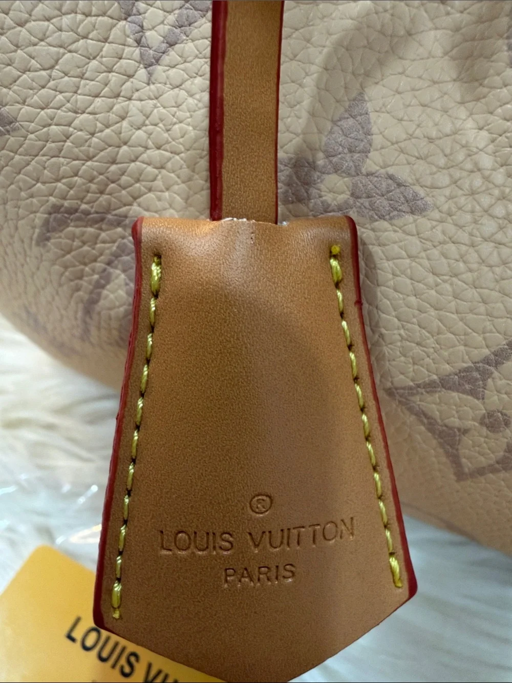 Luxury Beige Monogram Satchel Handbag